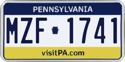 PA license plate MZF1741