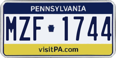 PA license plate MZF1744
