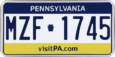 PA license plate MZF1745