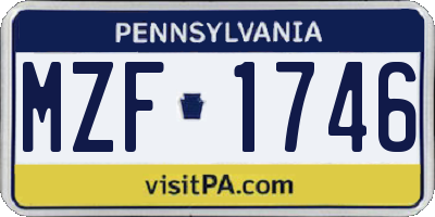 PA license plate MZF1746