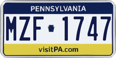 PA license plate MZF1747