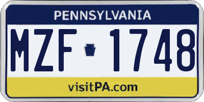 PA license plate MZF1748