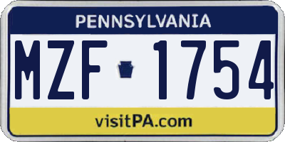 PA license plate MZF1754