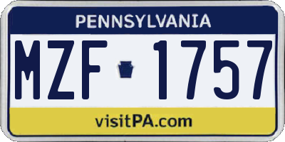 PA license plate MZF1757