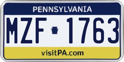 PA license plate MZF1763