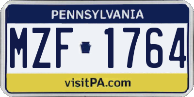 PA license plate MZF1764