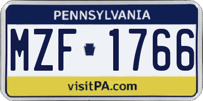 PA license plate MZF1766