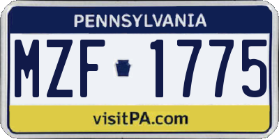 PA license plate MZF1775