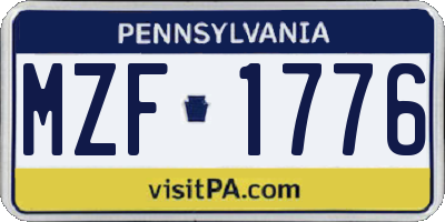 PA license plate MZF1776
