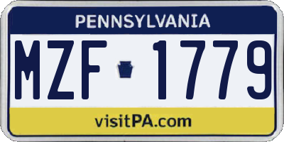 PA license plate MZF1779