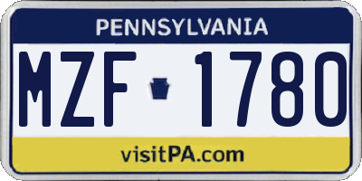 PA license plate MZF1780
