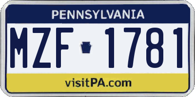 PA license plate MZF1781