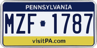 PA license plate MZF1787