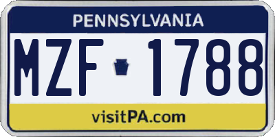 PA license plate MZF1788