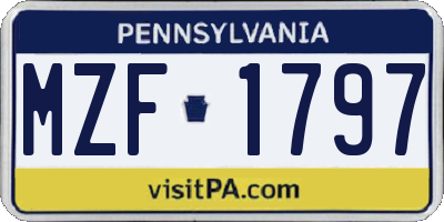 PA license plate MZF1797
