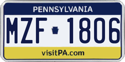 PA license plate MZF1806