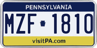 PA license plate MZF1810