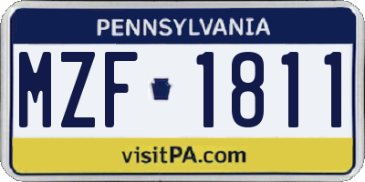 PA license plate MZF1811