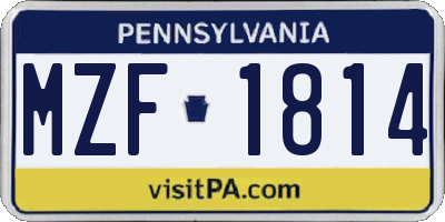 PA license plate MZF1814