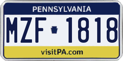 PA license plate MZF1818