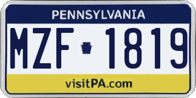 PA license plate MZF1819