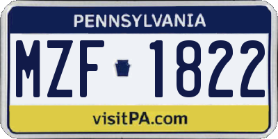 PA license plate MZF1822