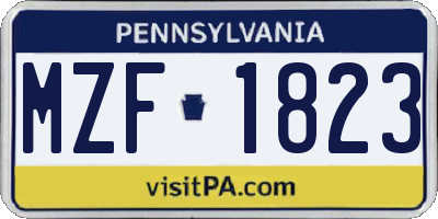 PA license plate MZF1823