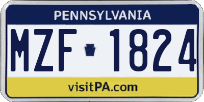 PA license plate MZF1824