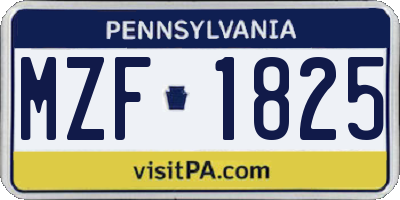 PA license plate MZF1825