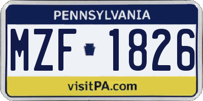 PA license plate MZF1826