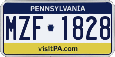 PA license plate MZF1828