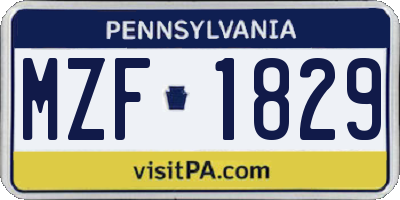 PA license plate MZF1829