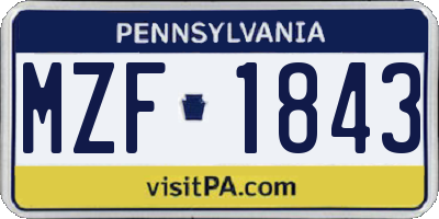 PA license plate MZF1843