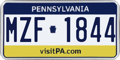 PA license plate MZF1844