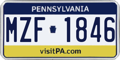PA license plate MZF1846