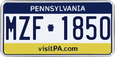 PA license plate MZF1850