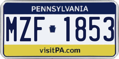 PA license plate MZF1853