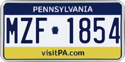 PA license plate MZF1854