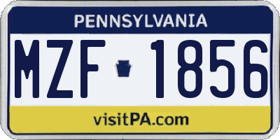 PA license plate MZF1856