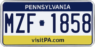 PA license plate MZF1858