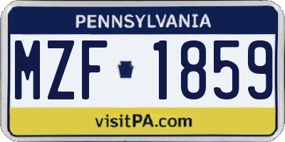 PA license plate MZF1859