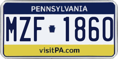 PA license plate MZF1860