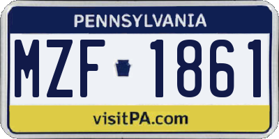 PA license plate MZF1861