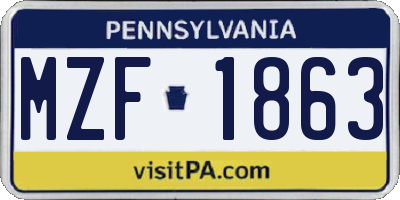 PA license plate MZF1863