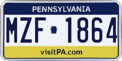PA license plate MZF1864