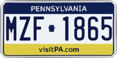 PA license plate MZF1865