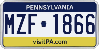 PA license plate MZF1866