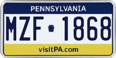 PA license plate MZF1868