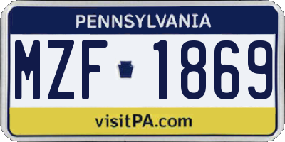 PA license plate MZF1869
