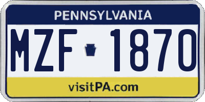 PA license plate MZF1870